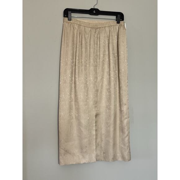 Adrianna Papell Vintage 100% Silk Tan Crocodile Print Midi Pencil Skirt Size 10 - Picture 4 of 10